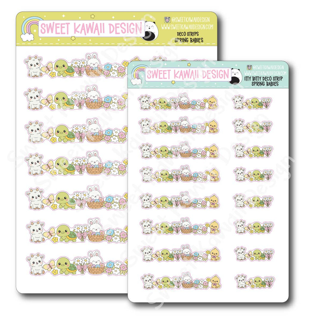 Kawaii Deco Strip Stickers (washi strip/border) - Spring Babies
