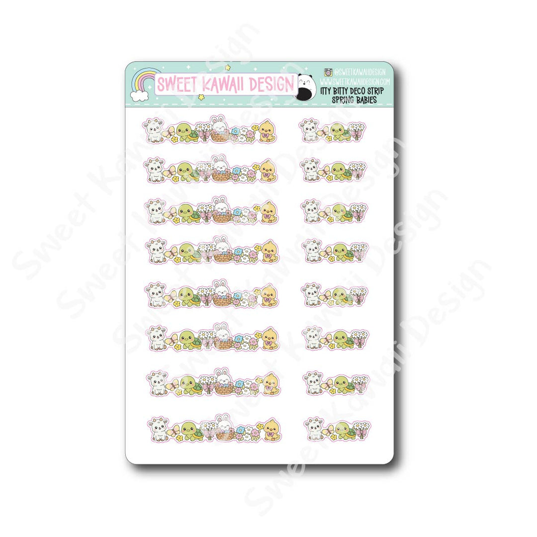 Kawaii Deco Strip Stickers (washi strip/border) - Spring Babies