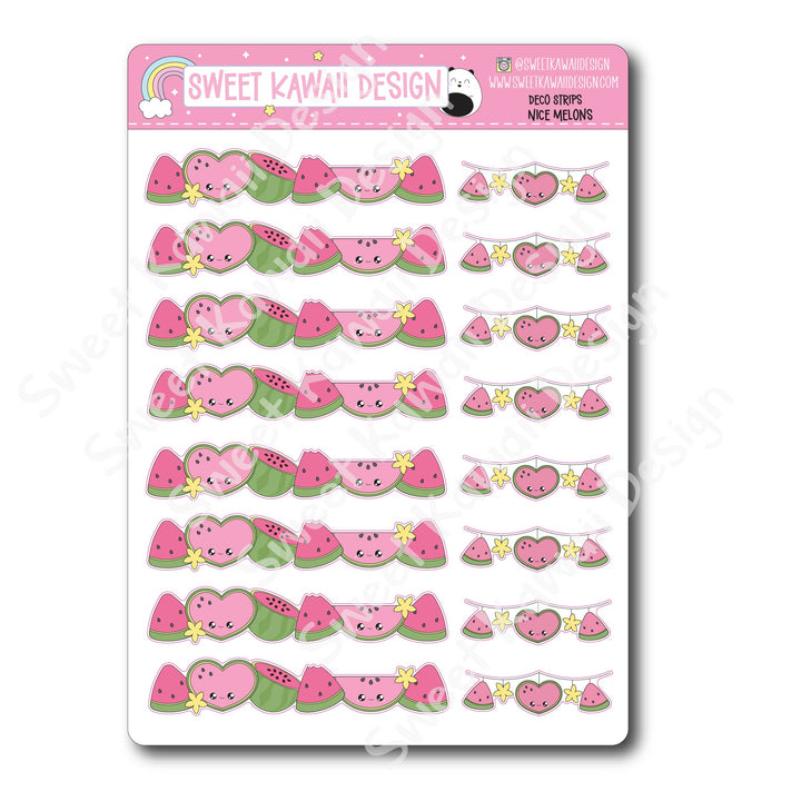 Kawaii Deco Strip Stickers (washi strip/border) - Nice Melons