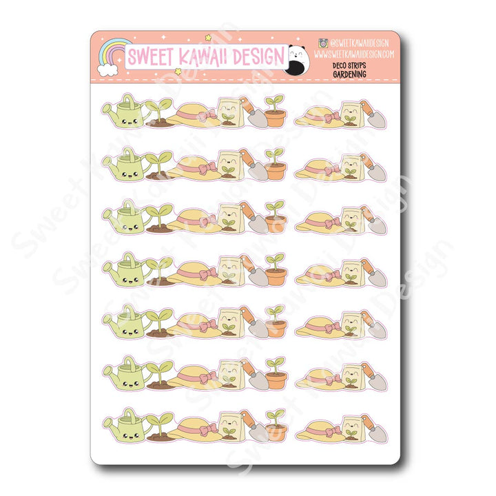 Kawaii Deco Strip Stickers (washi strip/border) - Gardening