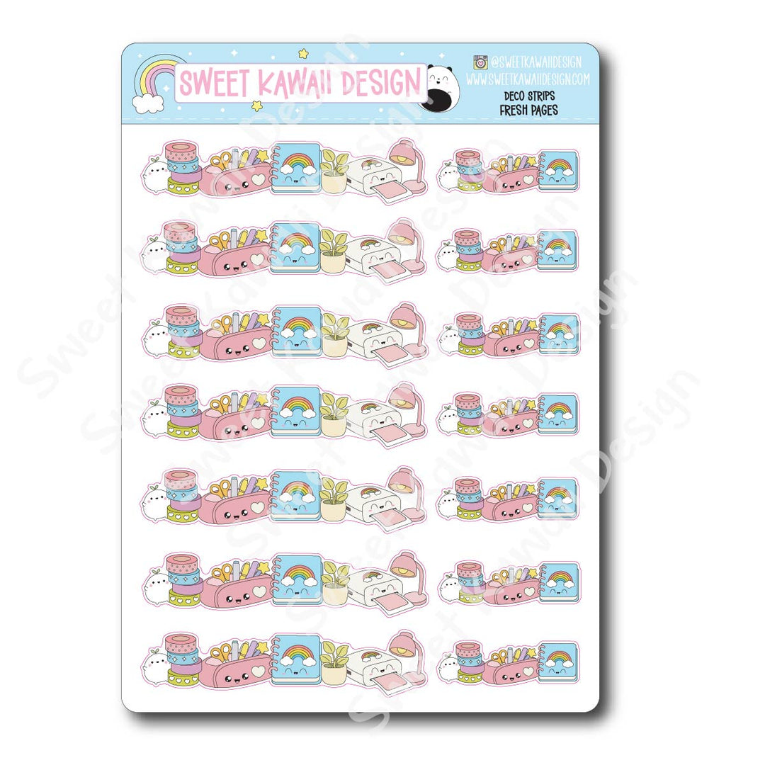 Kawaii Deco Strip Stickers (washi strip/border) - Fresh Pages