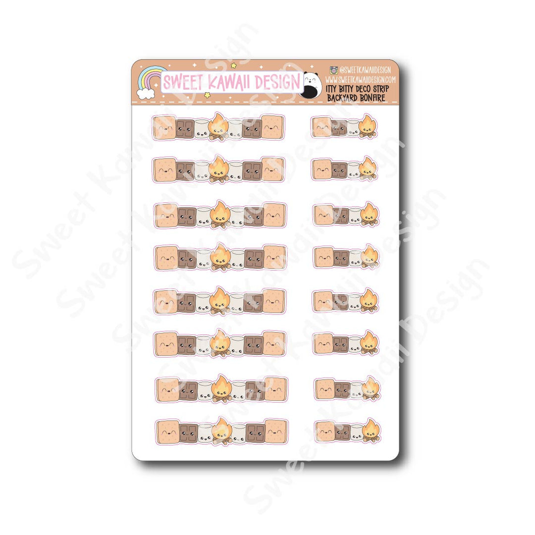 Kawaii Deco Strip Stickers (washi strip/border) - Backyard Bonfire