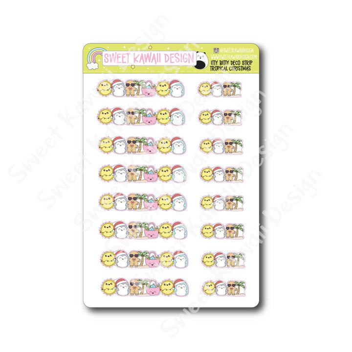 Kawaii Deco Strip Stickers (washi strip/border) - Tropical Christmas