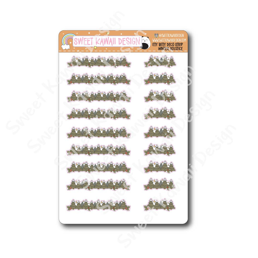 Kawaii Deco Strip Stickers (washi strip/border) - Winter Solstice