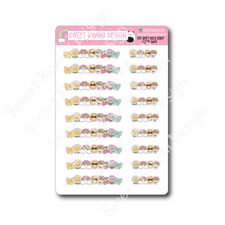 Kawaii Deco Strip Stickers (washi strip/border) - Happy Days