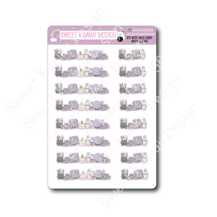 Kawaii Deco Strip Stickers (washi strip/border) - Witch Please
