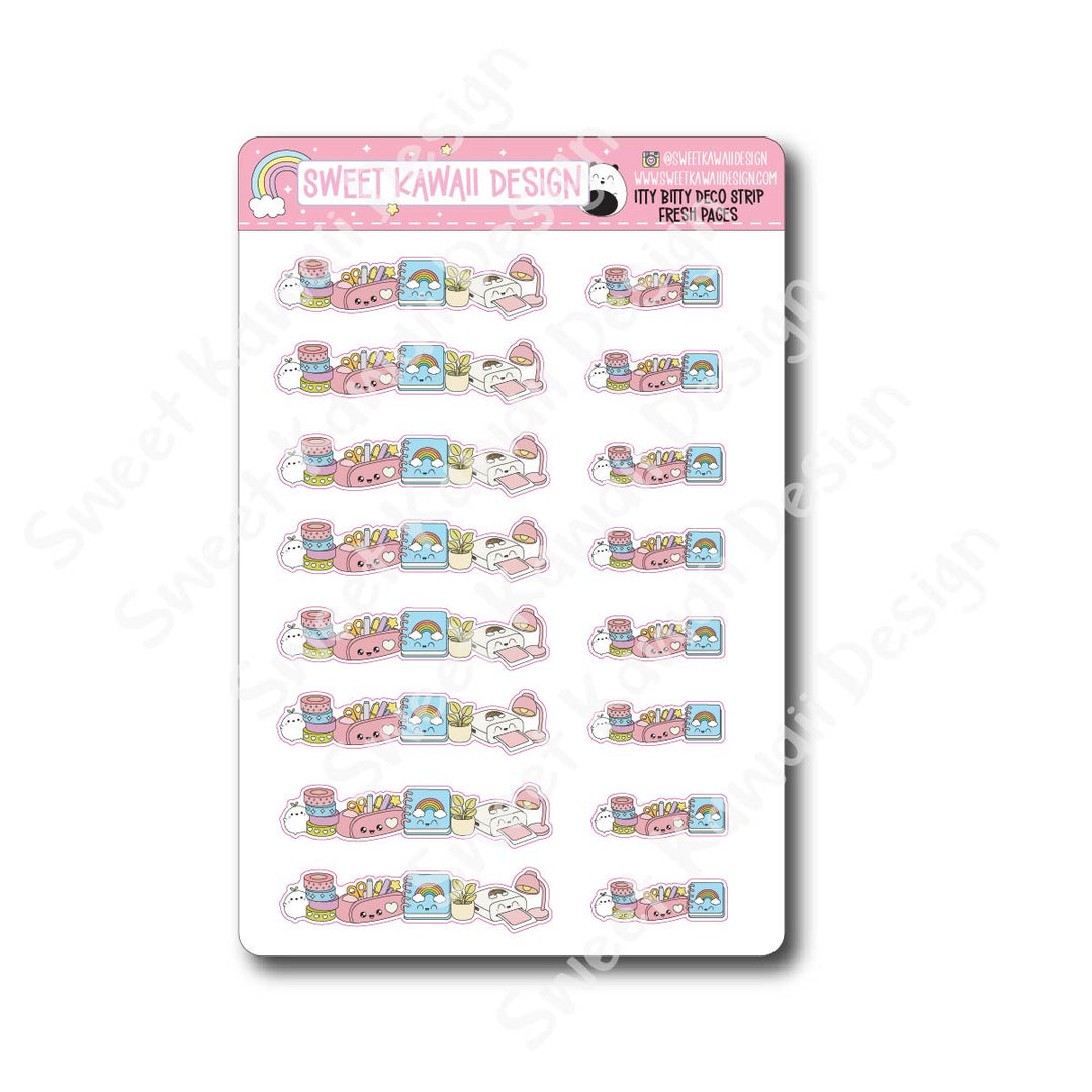 Kawaii Deco Strip Stickers (washi strip/border) - Fresh Pages