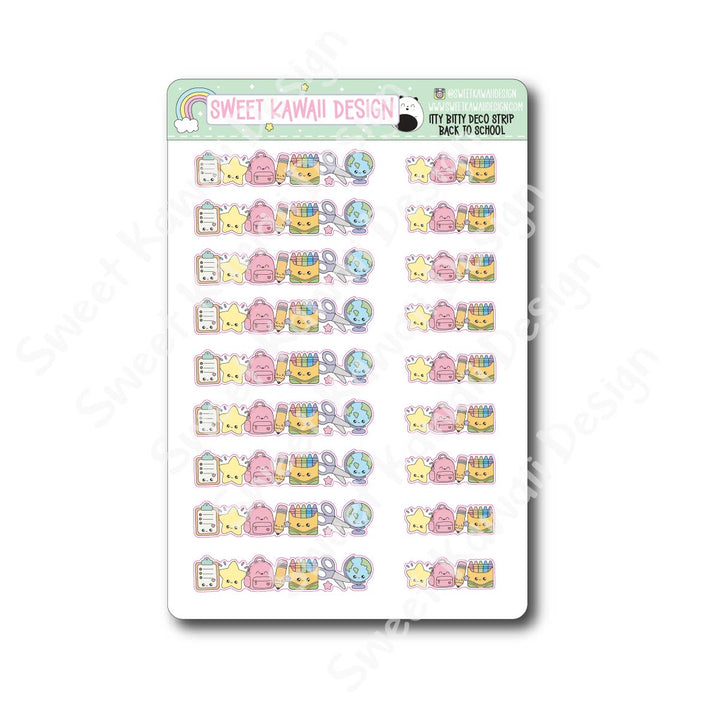 Kawaii Deco Strip Stickers (washi strip/border) - Back to School