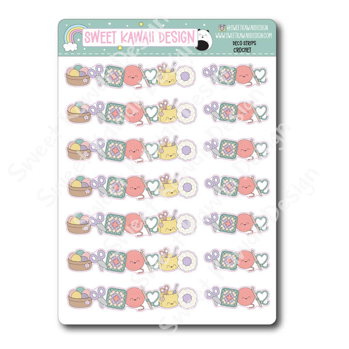 Kawaii Deco Strip Stickers (washi strip/border) - Crochet