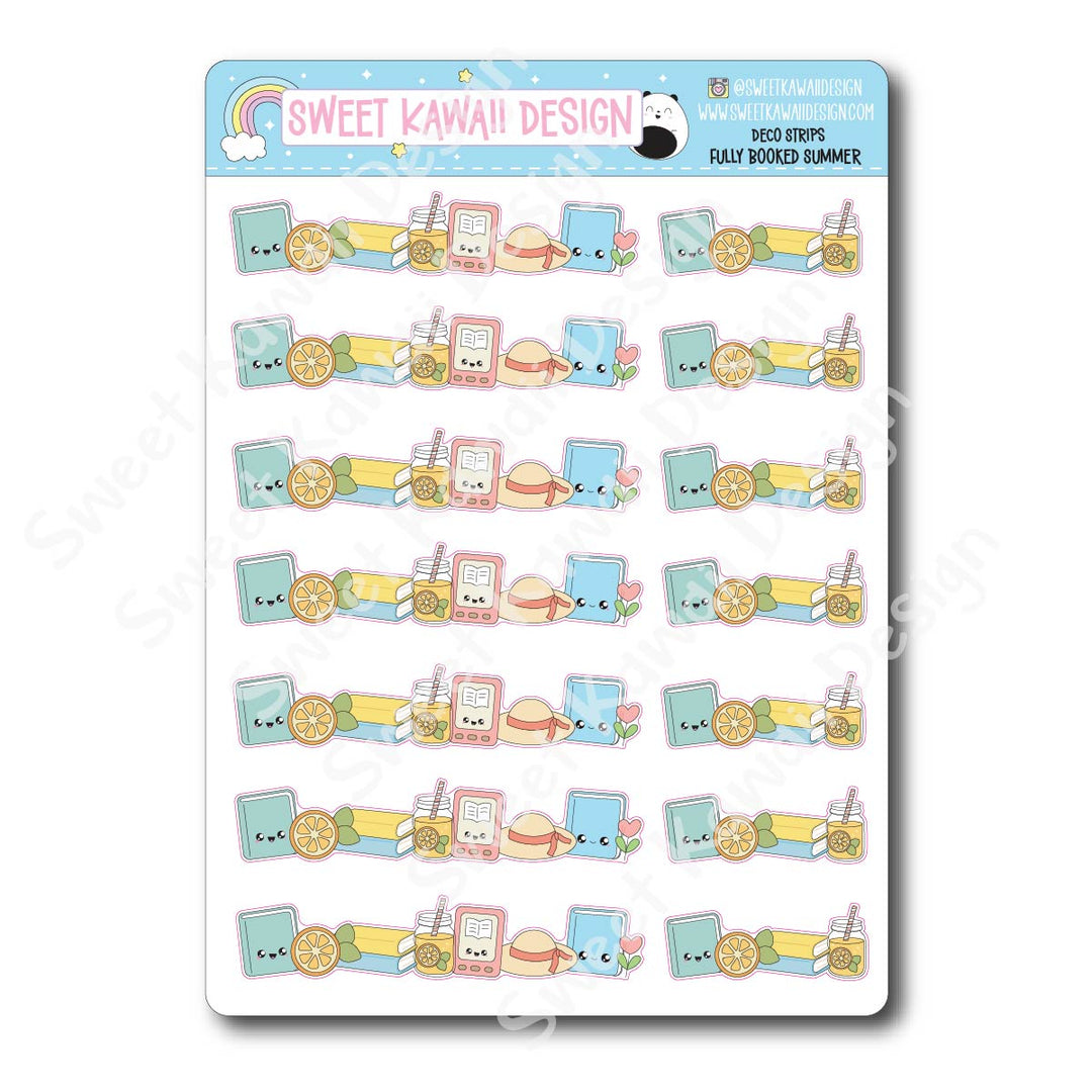 Kawaii Deco Strip Stickers (washi strip/border) - Fully Booked Summer