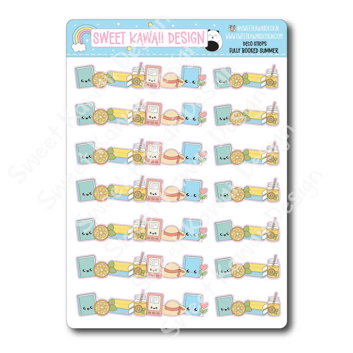 Kawaii Deco Strip Stickers (washi strip/border) - Fully Booked Summer