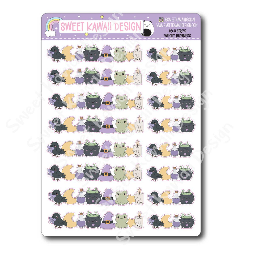 Kawaii Deco Strip Stickers (washi strip/border) - Witchy Business