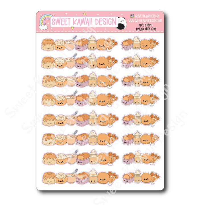 Kawaii Deco Strip Stickers (washi strip/border) - Baked with Love