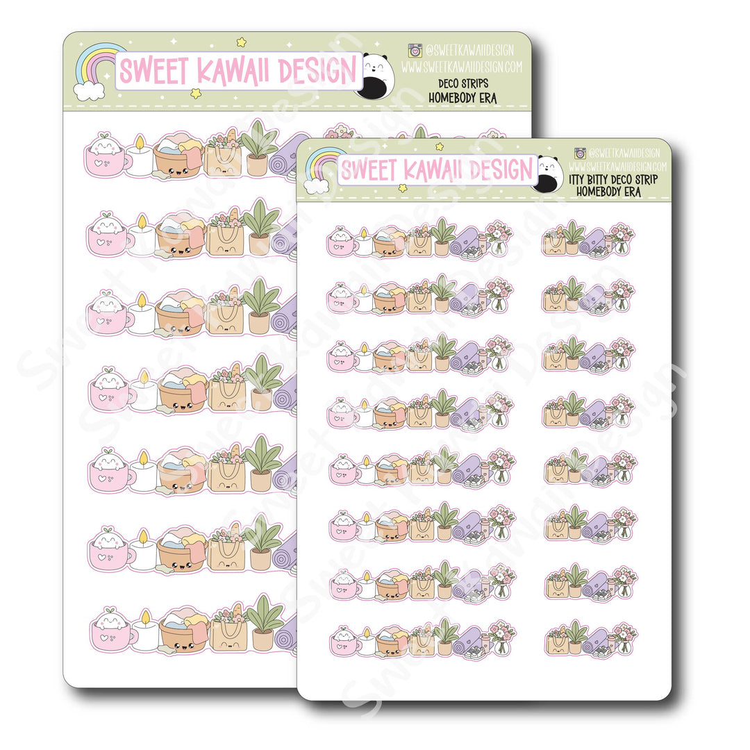 Kawaii Deco Strip Stickers (washi strip/border) - Homebody Era
