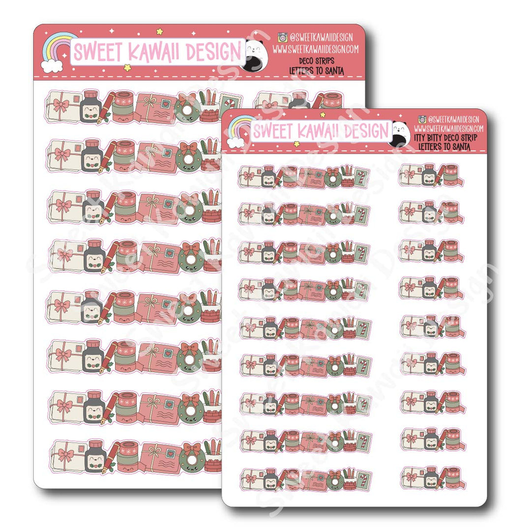 Kawaii Deco Strip Stickers (washi strip/border) - Letters to Santa