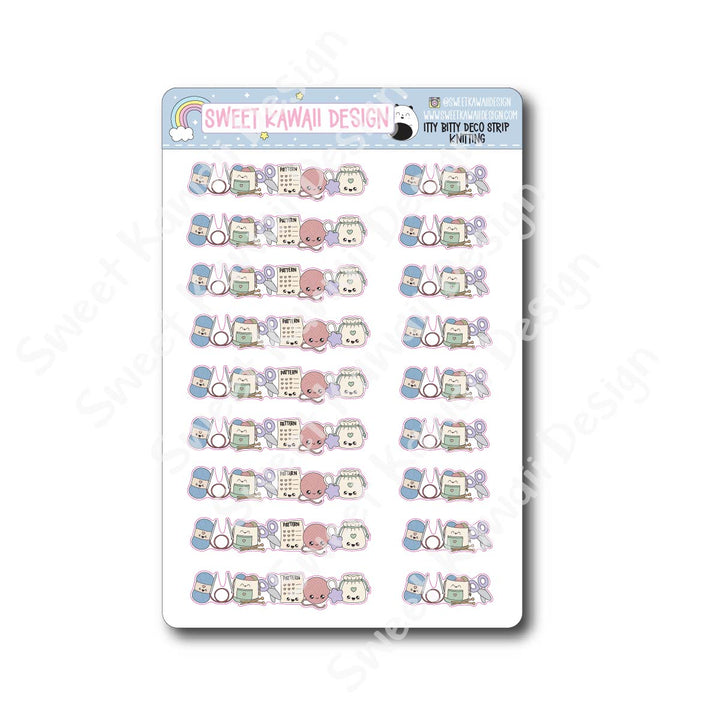 Kawaii Deco Strip Stickers (washi strip/border) - Knitting