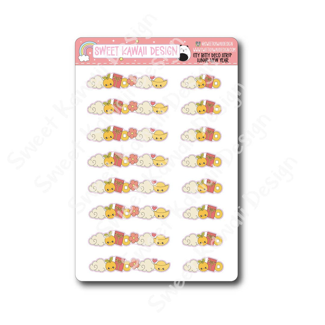 Kawaii Deco Strip Stickers (washi strip/border) - Lunar New Year