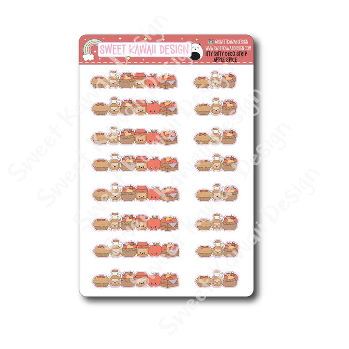 Kawaii Deco Strip Stickers (washi strip/border) - Apple Spice