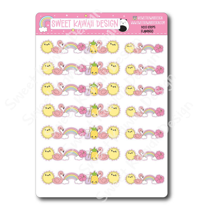 Kawaii Deco Strip Stickers (washi strip/border) - Flamingoals