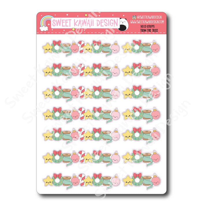 Kawaii Deco Strip Stickers (washi strip/border) - Trim the Tree