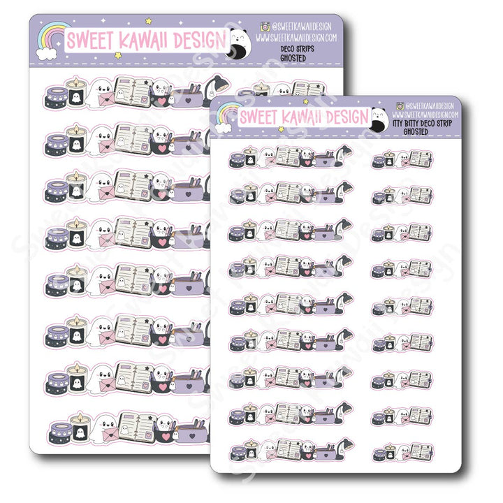 Kawaii Deco Strip Stickers (washi strip/border) - Ghosted
