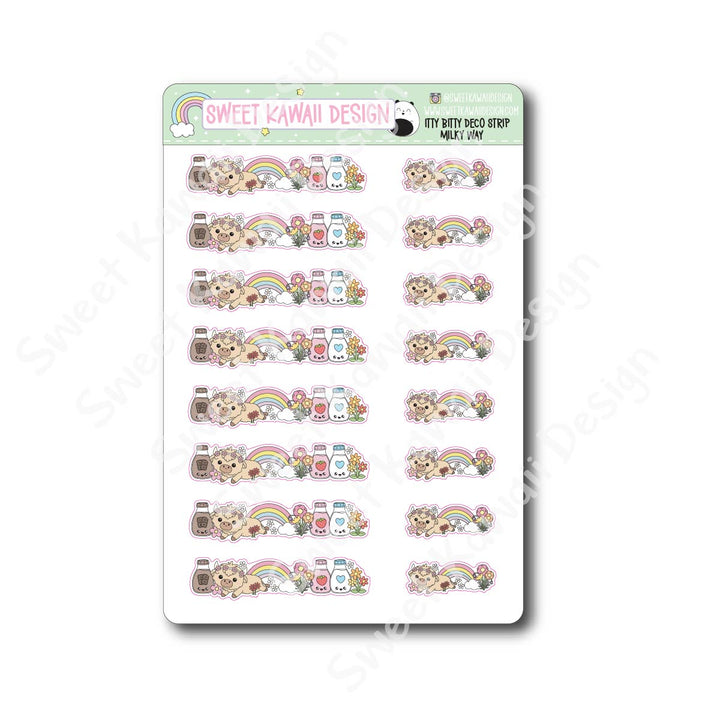 Kawaii Deco Strip Stickers (washi strip/border) - Milky Way
