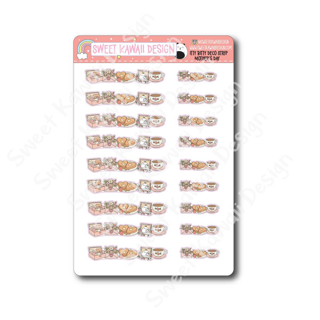 Kawaii Deco Strip Stickers (washi strip/border) - Mother's Day
