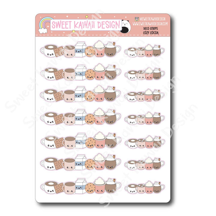 Kawaii Deco Strip Stickers (washi strip/border) - Cozy Cocoa