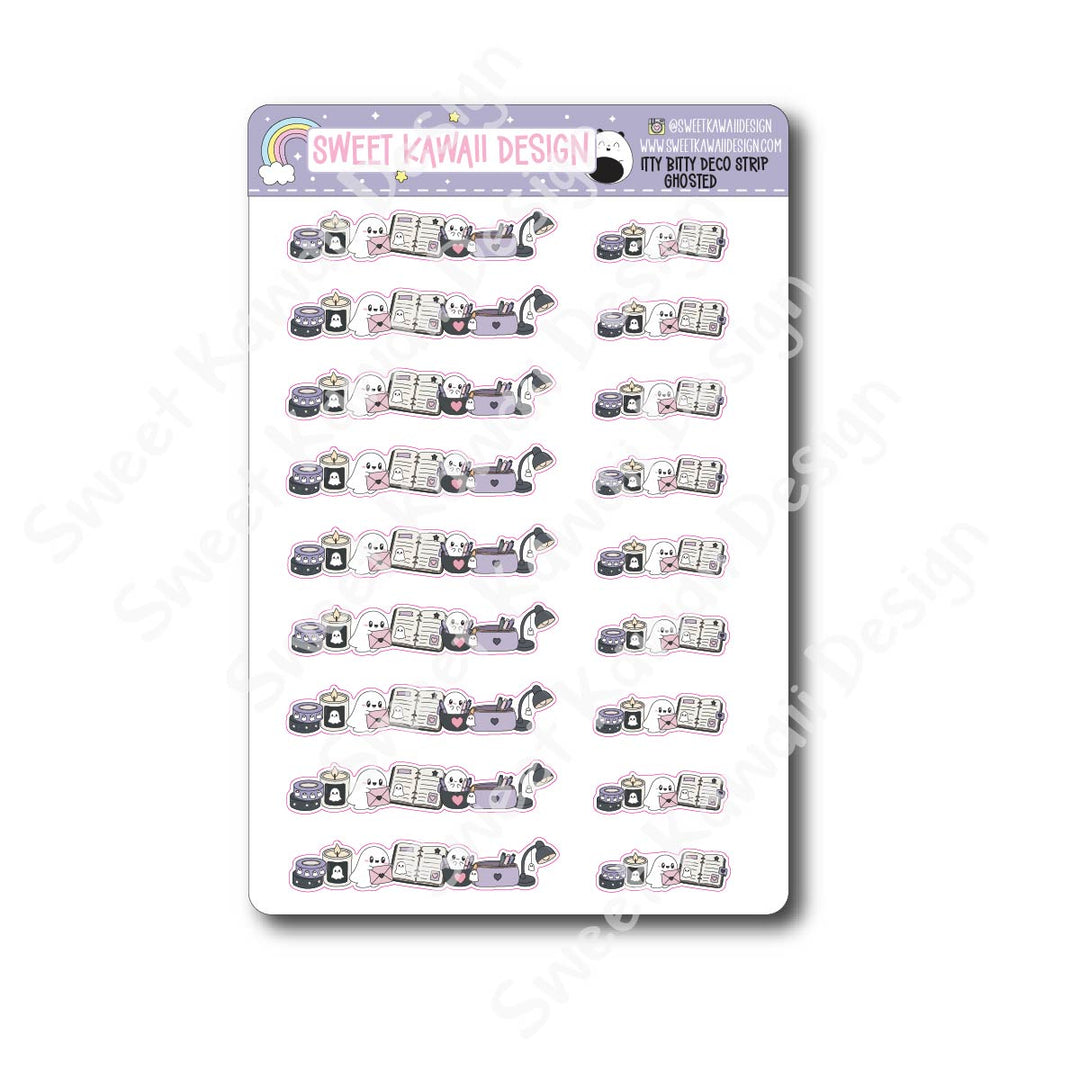 Kawaii Deco Strip Stickers (washi strip/border) - Ghosted