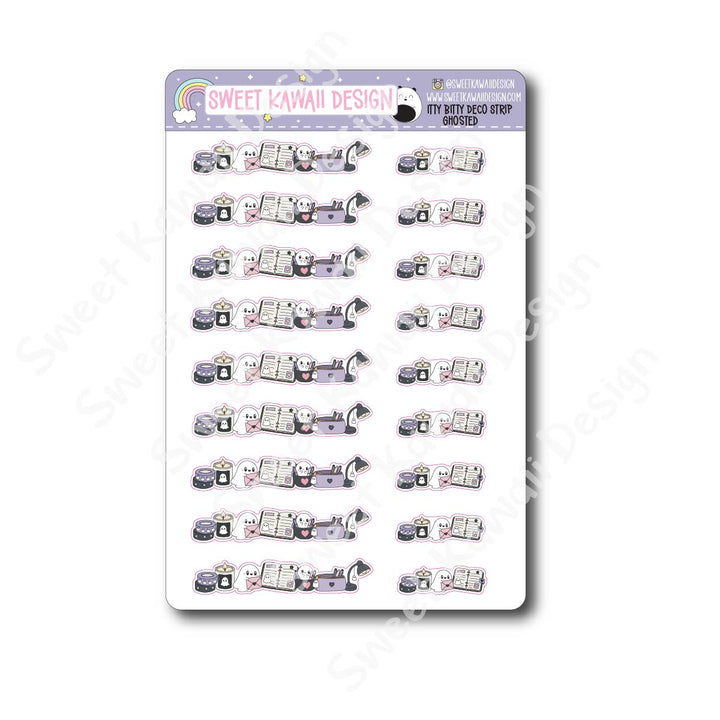 Kawaii Deco Strip Stickers (washi strip/border) - Ghosted