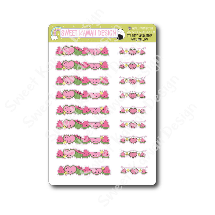 Kawaii Deco Strip Stickers (washi strip/border) - Nice Melons