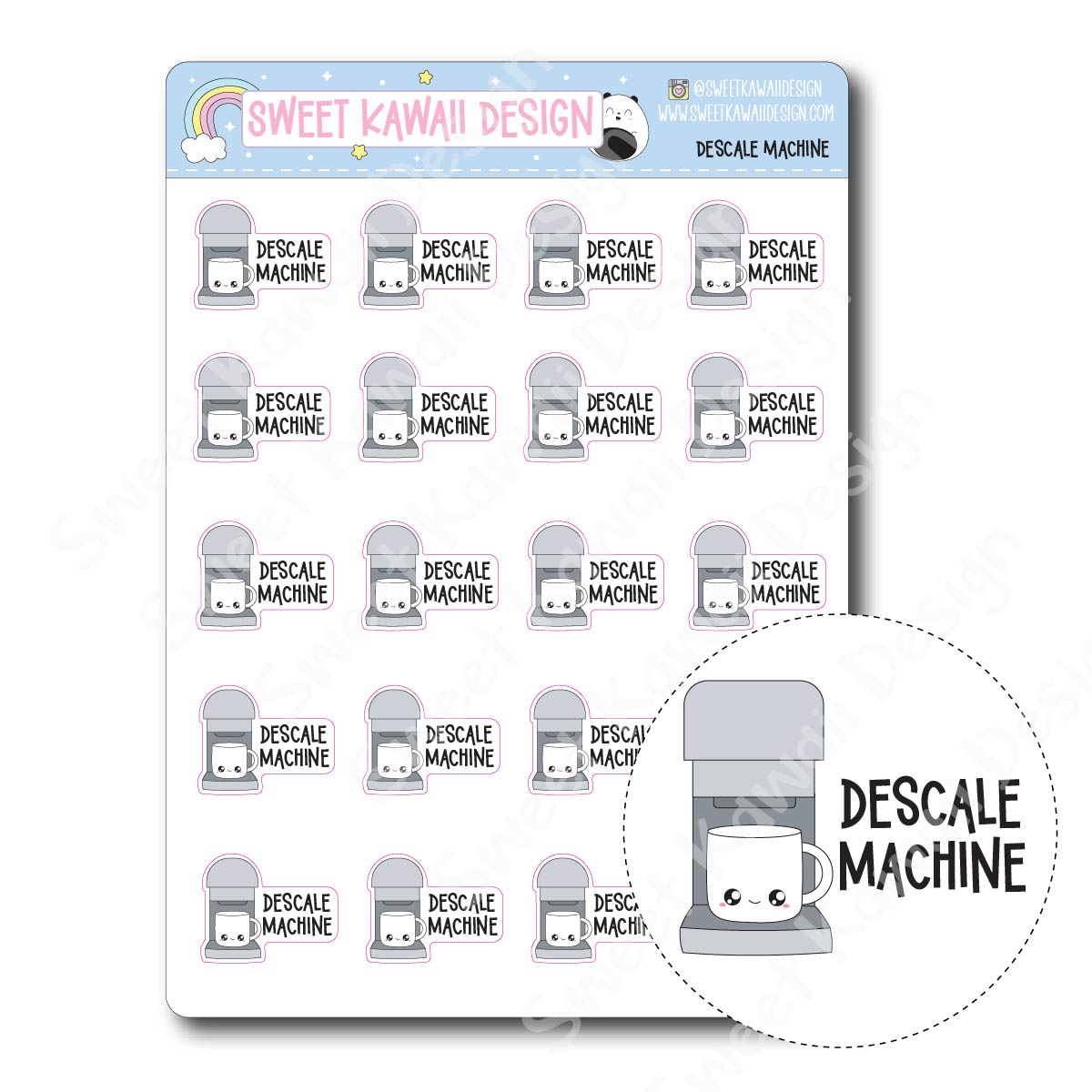 Kawaii Descale Machine Stickers – Sweet Kawaii Design