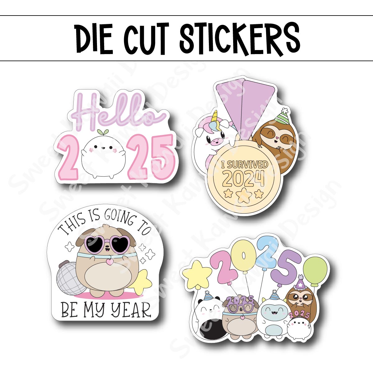 Kawaii 2025 Diecut Sticker Set