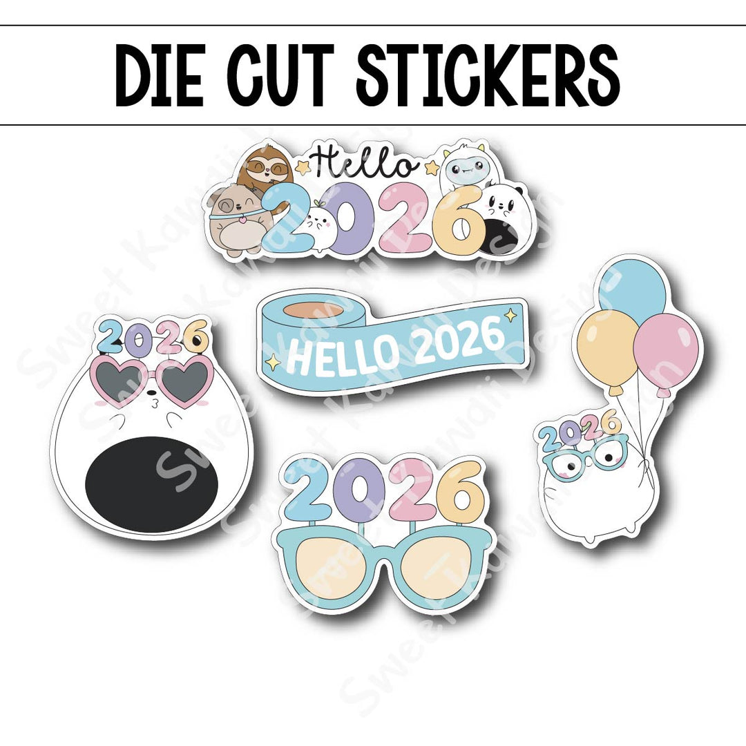 Kawaii 2026 Die Diecut Sticker Set