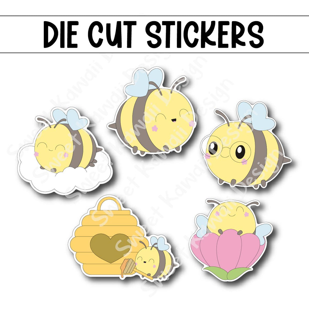 Kawaii Busy Bee Diecut Sticker Set