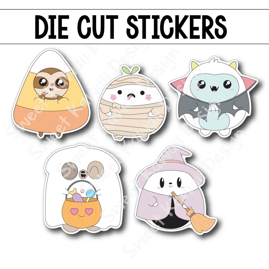 Kawaii Critter Monster Mash Die Diecut Sticker Set
