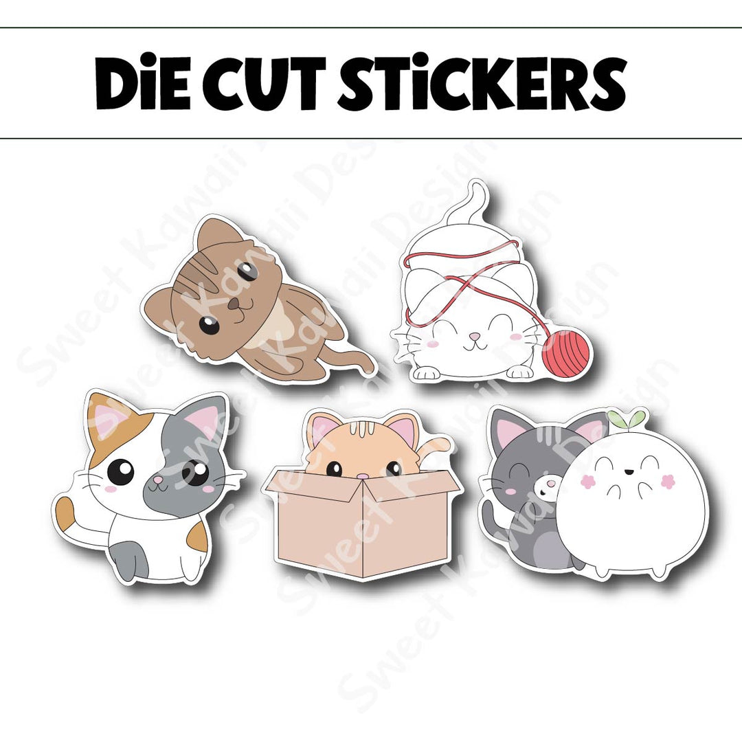 Kawaii Kitty Cat Diecut Sticker Set