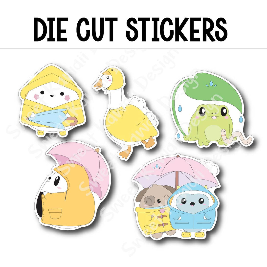 Kawaii Rain Days Die Diecut Sticker Set