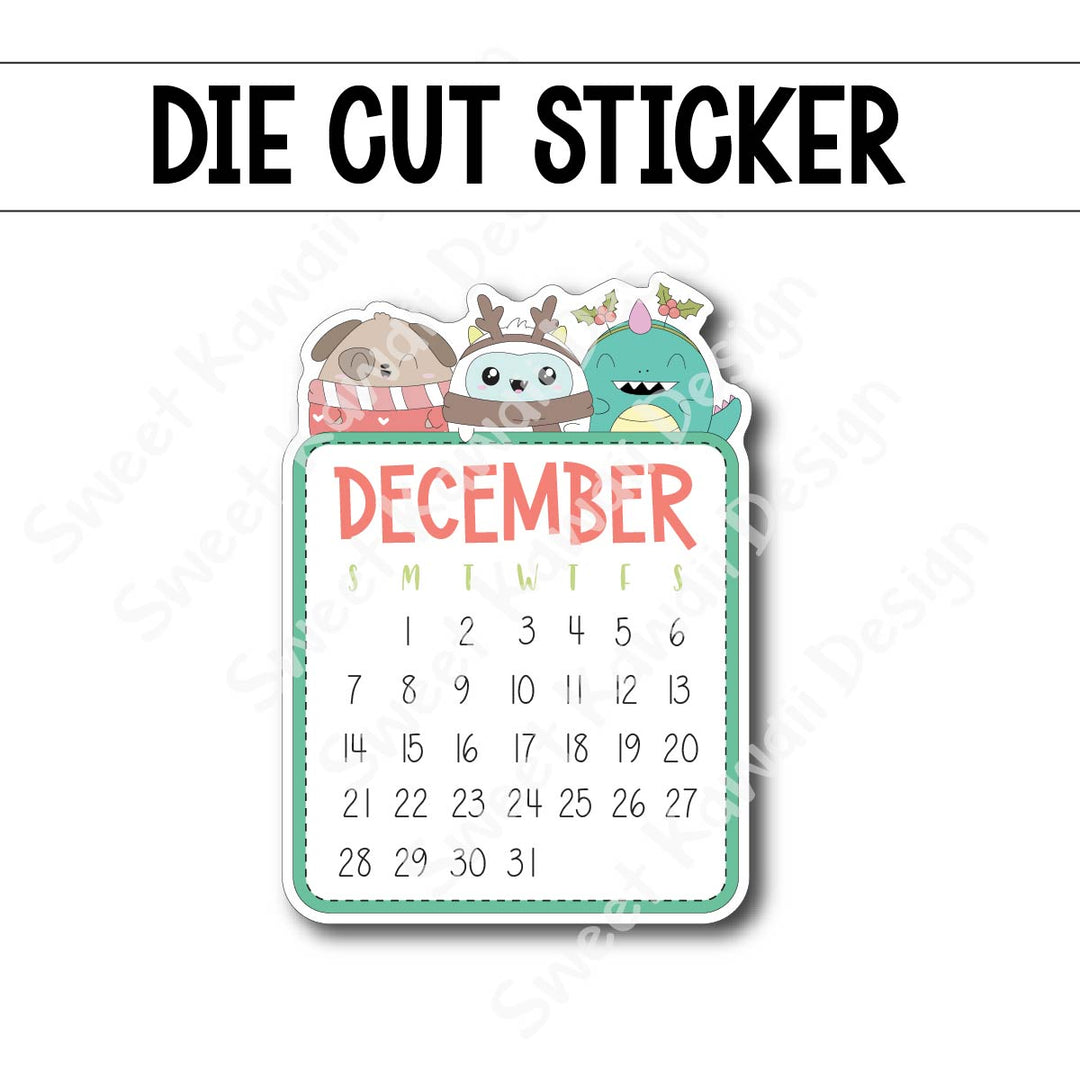 December 2025 Monthly Die Cut Sticker
