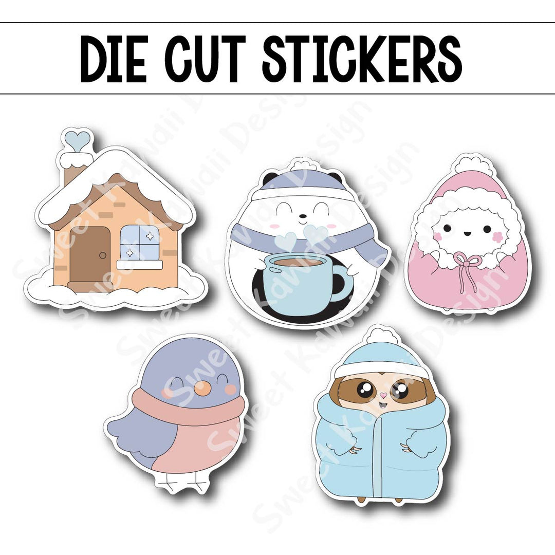 Kawaii Snow Cute Die Diecut Sticker Set