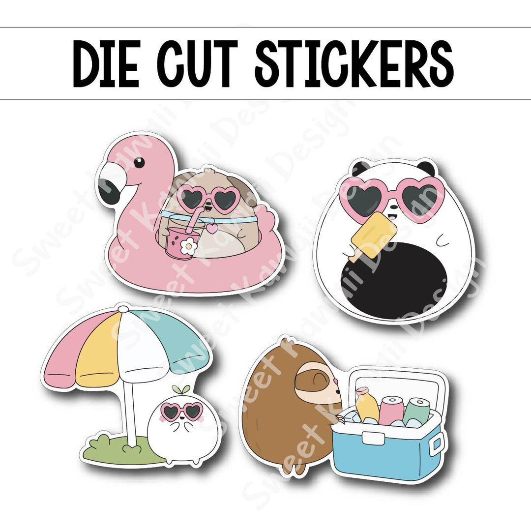 Kawaii Summer Splash Diecut Sticker Set