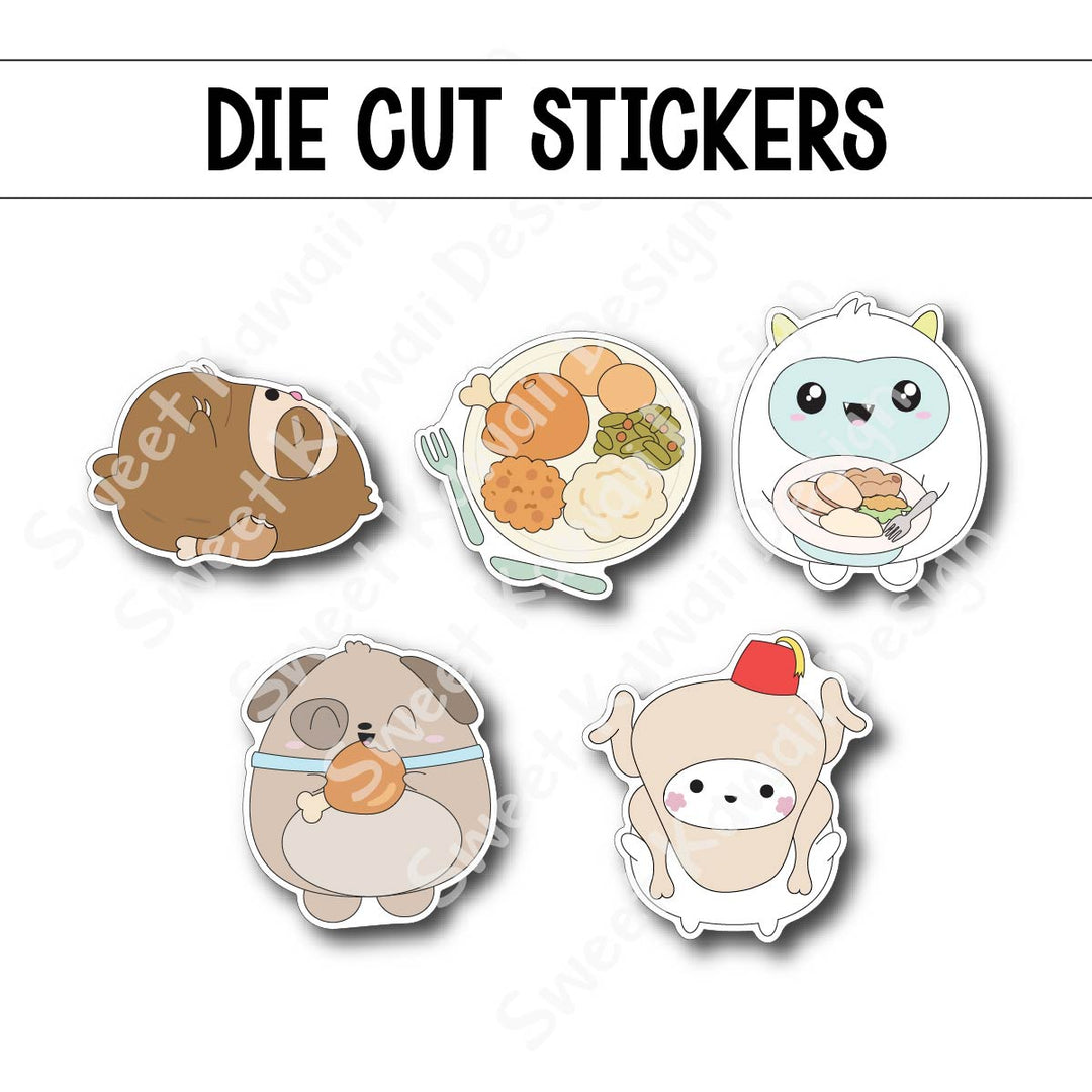 Kawaii Thanksgiving Die Diecut Sticker Set
