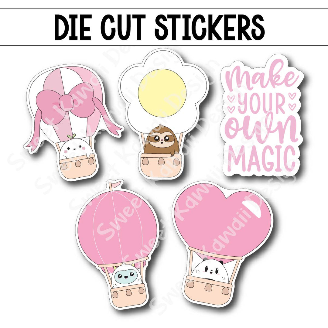 Kawaii Up and Away Die Diecut Sticker Set
