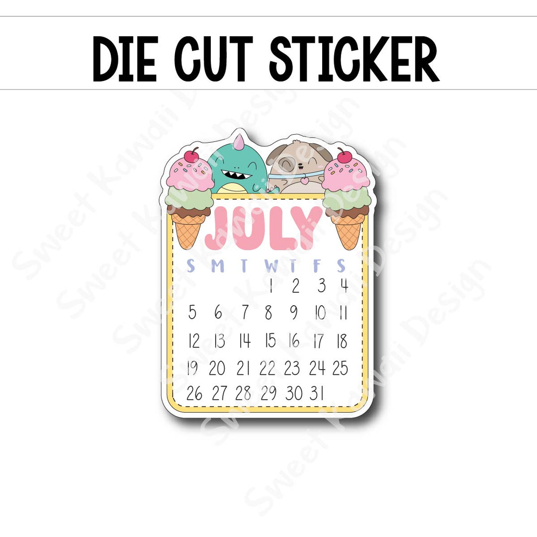 July 2026 Monthly Die Cut Sticker