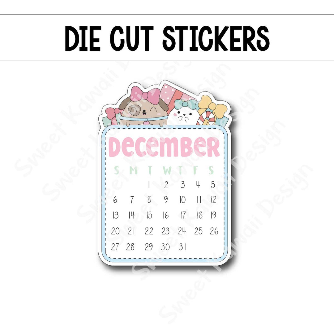 December 2026 Monthly Die Cut Sticker