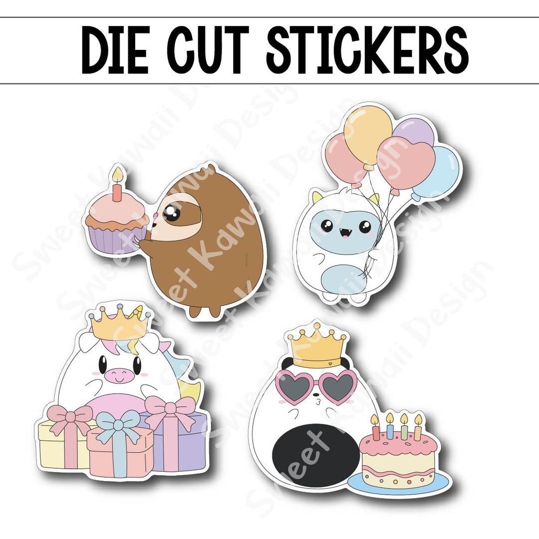 Kawaii Happy Birthday Diecut Sticker Set