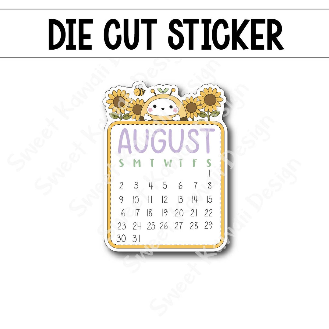 August 2026 Monthly Die Cut Sticker