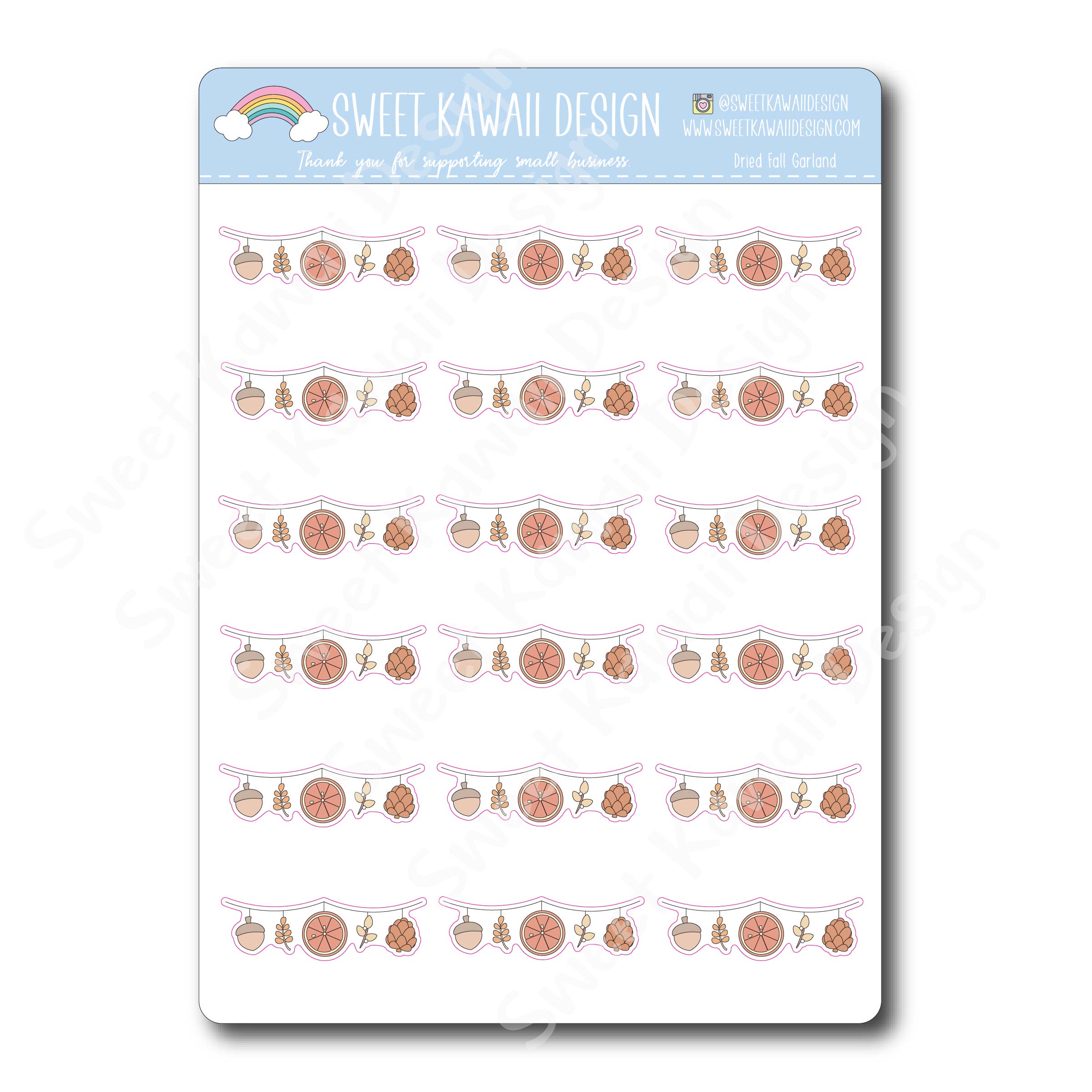 Kawaii Dried Fall Garland Stickers