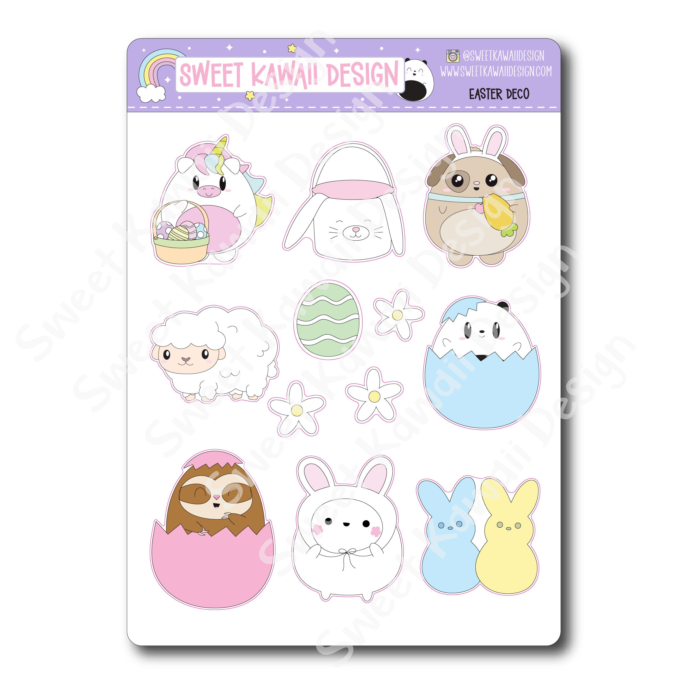 Kawaii Easter Deco (LARGE) Stickers