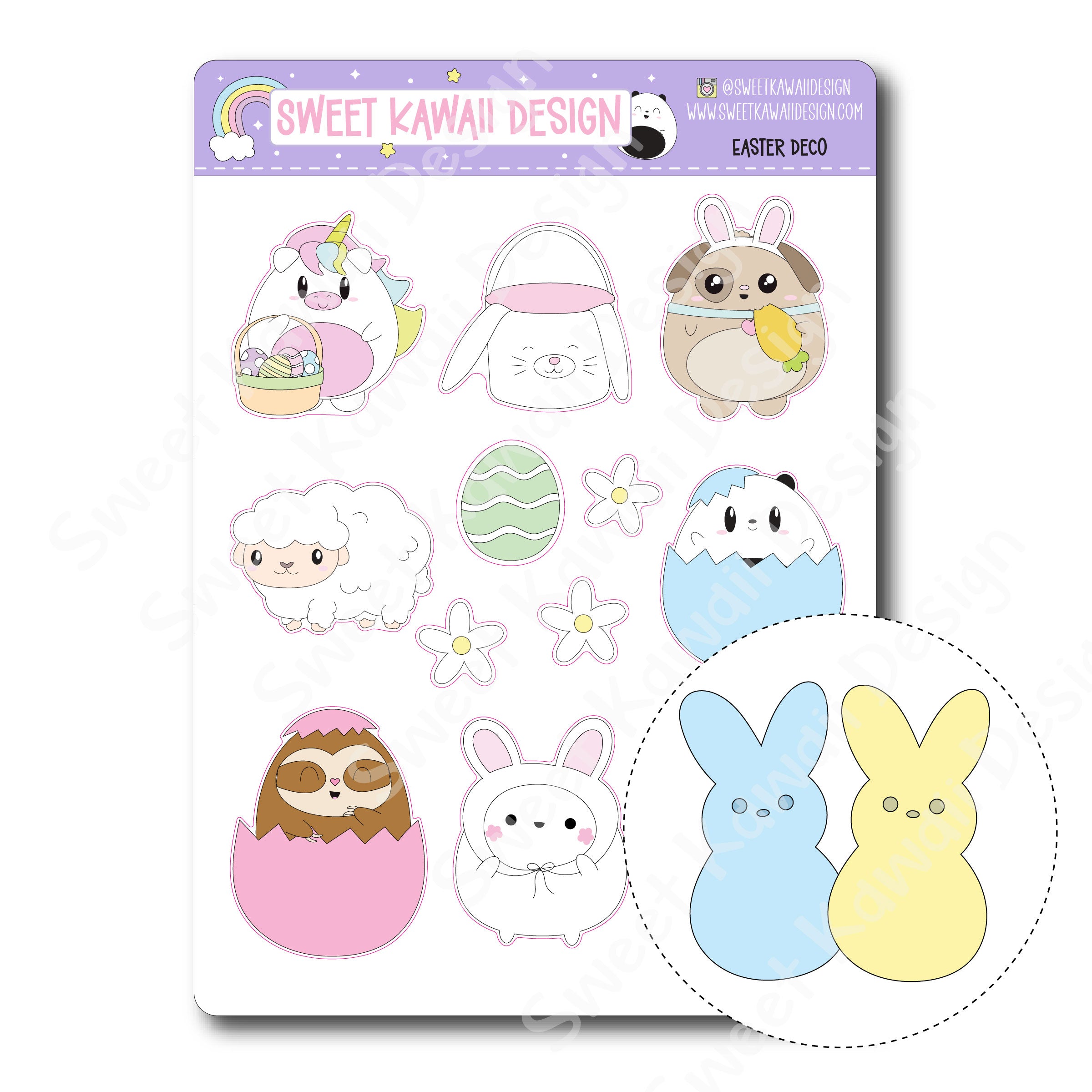 Kawaii Easter Deco (LARGE) Stickers